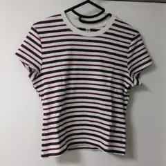 UNIQLO ボーダー Tシャツ 半袖 ホワイト×レッド L