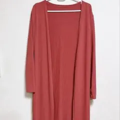 ピンク カーディガン S ロング リブ 羽織り ボタンなし 防寒 長袖