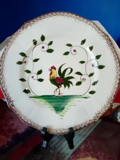 外国製　鶏のイラスト装飾皿