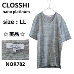 CLOSSHI Vネック 半袖Tシャツ グレー LL 大きいサイズ 夏 着回し