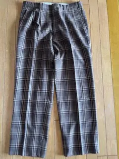 チェックパンツ 古着 ブラウン
