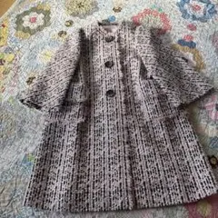 Vintage ツイード　ブラックピンク　オーダーコート　レトロ　昭和