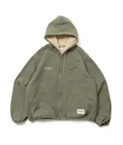 フリースライニング フード付きパーカー Mサイズ オリーブ
