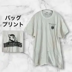 ギルダン【L】半袖Ｔシャツ クルーネック バックプリント 白 綿 カジュアル