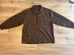 ブラウン チェック柄 長袖シャツ