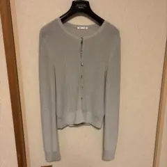 GU ライトグレー ラメ　長袖 ボタン付きカーディガン