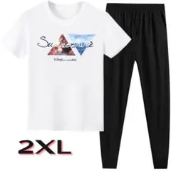 ３L　大きいサイズ　2点セット　2XL　メンズ　半袖　Tシャツ　パンツ　黒