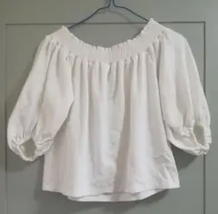 セシルマクビー ホワイト オフショル フリル 7分袖 長袖 キッズ 韓国 小学生