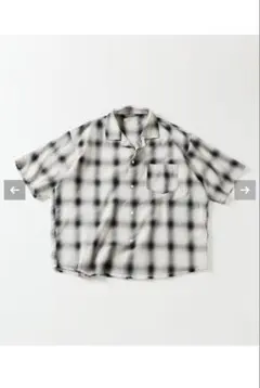 relumeレーヨン フリンジ 半袖チェックシャツ L