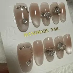 ハンドメイド ネイルチップ クリスタル付き 10個セット