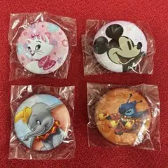 ディズニー 缶バッジ 4種セット マリー ミッキー スティッチ ダンボのサムネイル