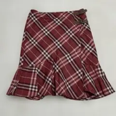 【美品】バーバリーブルーレーベル赤ノバチェックフレアワンピースベルト付36