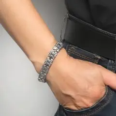 q52新品ゲルマニウム磁気高品質クロスリリーブレスレットシルバー370
