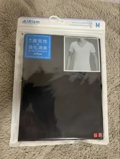 UNIQLOユニクロAIRism エアリズムVネックTシャツ半袖ブラックM