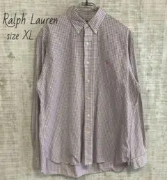 Ralph Lauren ラルフローレン 刺繍 長袖シャツ チェック柄 XL