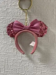 ミニーカチューシャデザイン キーホルダー ピンク