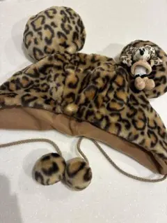 ディズニー ヒョウ柄耳付きキャップ