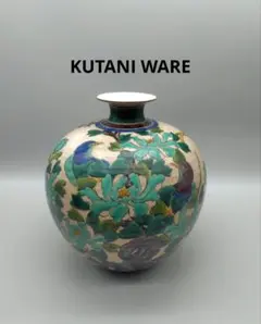 九谷焼 峯山 花鳥紋色絵壺『牡丹と鳥』高さ約26.4cm　花瓶　花入のサムネイル