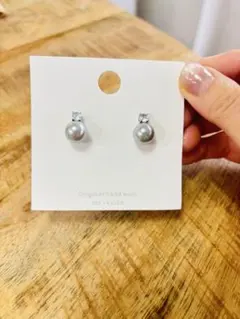 シルバー925 パール付きスタッドピアス