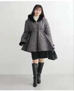 キルティングジャケット フード付き