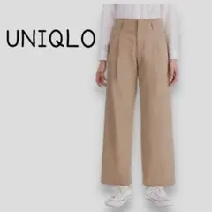 UNIQLO ユニクロ ハイウエスト チノパン タックパンツ ベージュ【L】