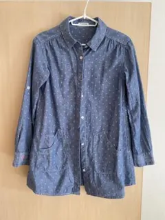 格安★inhabitant ネイビー ドット柄 シャツ