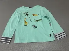 動物プリント 長袖カットソー 120cm ミントグリーン