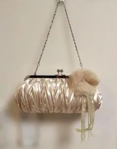 ハンドバッグ がま口 パーティー 結婚式 フォーマル レディース ベージュ系