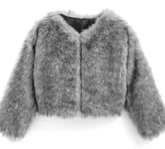 グレー ファー クロップドジャケット