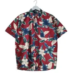 90s CHAPS ラルフローレン 花柄 総柄 アロハシャツ コットン レッド