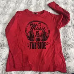 音楽ヘッドフォンデザイン赤長袖