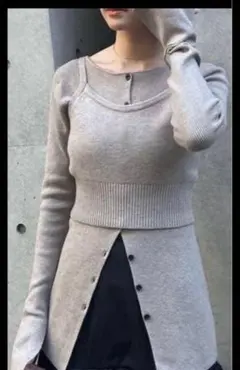 CLANE★BUSTIER SET BOATNECKKNITCARDIGAN