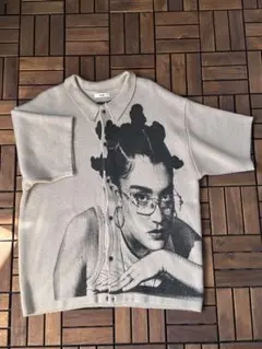 【完売品】Perushu ペルーシュ ジャガード ニットポロシャツ ベージュ L