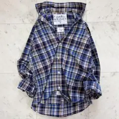 極美品✨フランクアンドアイリーン　バリー　シワ加工　ブルー　ネイビー　チェック柄