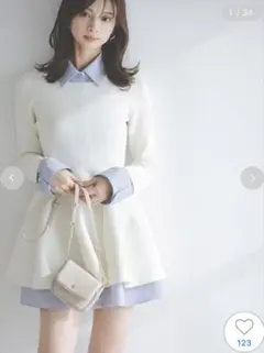 snidel シャツレイヤードニットチュニック