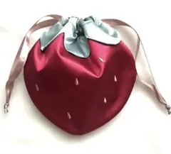 【美品】アフタヌーンティー・いちご柄巾着袋