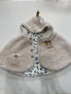 秋冬 防寒 ベビー ポンチョ 70-90cm相当 アイボリー