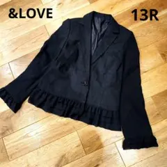 美品✨【アンドラブ】フリル付きテーラードジャケット ブラック 13R