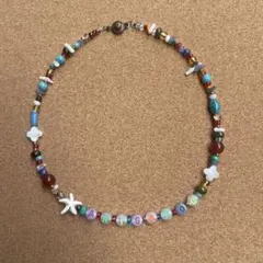 カラフルビンテージビーズのARIGATOUネックレス①36.5センチ