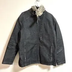 TAKA-Q デニムジャケット 裏地キルティング　黒　ブラックデニム　XL