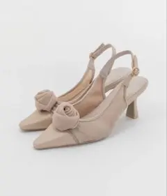 RANDA| ローズコサージュ付き2WAYバックストラップパンプス （PINK）