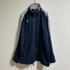 PUMA プーマ トラックジャケット 日本製 ロゴテープ 刺繍 ネイビー Y2Kのサムネイル