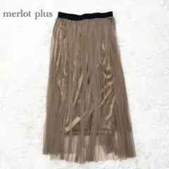 美品 merlot plus ロングスカート M 金 ブロンズ ベロア プリーツのサムネイル