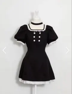 pium ぴうむ ヘッドドレス付きコットンフリルティアードワンピース