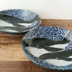 新品　美濃焼　白波クジラ　深皿　カレー皿　パスタ皿　21.5cm くじら　鯨のサムネイル