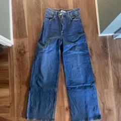 HM ワイドレッグデニム US 2 ダークブルー