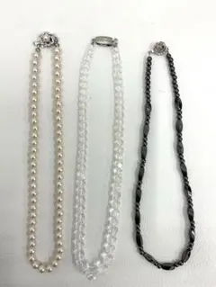 50.176【ネックレス　3本セット】Gシルバー　磁気　ヴィンテージ