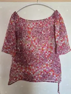 TIMES SEVEN byTODD OLDHAM シフォンブラウス モザイク柄