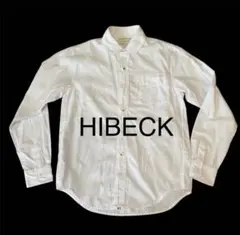 【美品】HIBECK ハイベック 丸襟シャツ トリコロール 刻印ボタン ホワイト