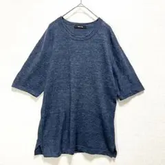 コムサメン◆リネン100％ 半袖カットソー(L)涼し気 麻 サイドスリット